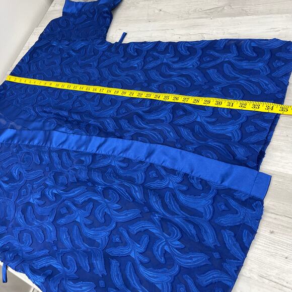 Vintage Contessa Di Roma Blue Sheer Short Sleeve Tie Close Robe Kimono Medium - Picture 8 of 8